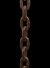 Obraz premium Isolated rusty chain on black background