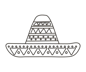 traditional mexican hat line style icon