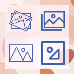 Simple set of photo frame related lineal icons