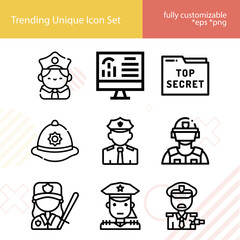 Simple set of officers related lineal icons.