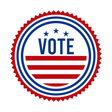 2020 Presidential Election Vote Badge. USA Patriotic Stars and Stripes. United States of America Democratic or Republican President Party Support Pin, Stamp, Brooch or Button.