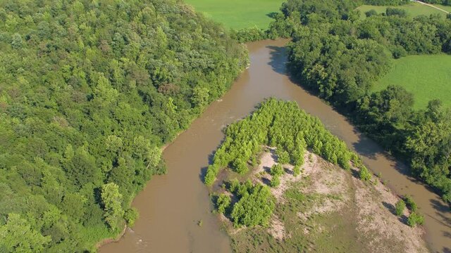 Aerial of Flooded River in the Country