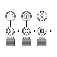 numbers and economy icons infographics statistics line style