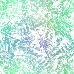 Seamless satin soft pastel color leaves pattern. High quality illustration. Beach or resort wear design of leaves in fuzzy turquoise and white. Repeat raster jpg pattern design.