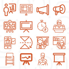 16 pack of demonstration  lineal web icons set