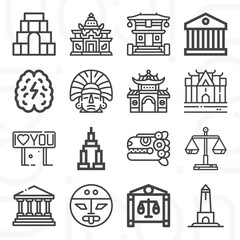 Fototapeta premium 16 pack of statue lineal web icons set