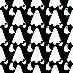Seamless pattern Halloween ghost background, to be used as a greeting card or wallpaper.