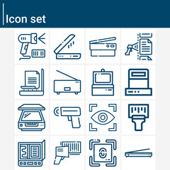 Simple set of scanner related lineal icons.
