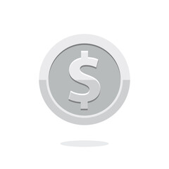 Golden Coin icon. Money symbol with dollar sign. Dollar symbol. Bank payment symbol. American dollar. Silver coin. Dollar coin. Bank payment symbol. Finance. American currency. Cash money. Game coin.