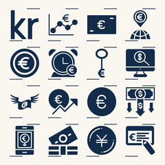 Simple set of modernity related filled icons.