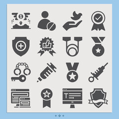 Simple set of immunity related filled icons.