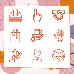 Simple set of 9 icons related to pass on
