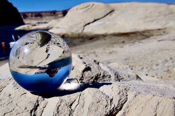 Earth on the beach, using a Lens ball