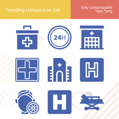 Simple set of pediatric related filled icons.