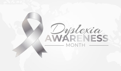 Dyslexia Awareness Month Background Illustration with Silver Ribbon - obrazy, fototapety, plakaty