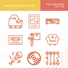 Simple set of recording related lineal icons.