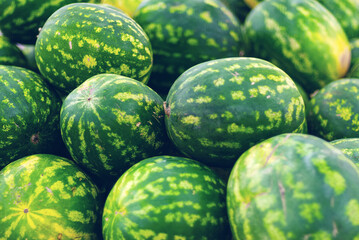 pile of watermelons in grocery store