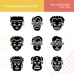 Simple set of avatars related filled icons.