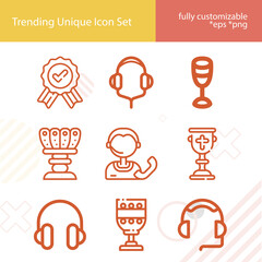 Simple set of whig related lineal icons. © Nana