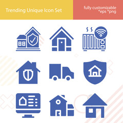 Simple set of hearth related filled icons.