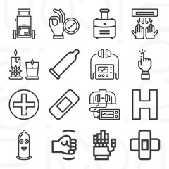 16 pack of aid  lineal web icons set