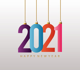 happy new year 2021 colorful lettering hanging