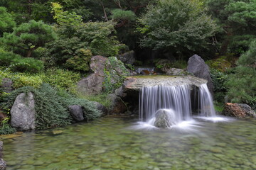 日本の庭にある滝