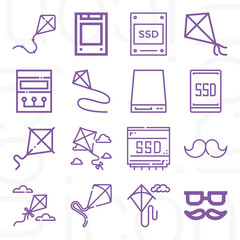 16 pack of noted  lineal web icons set