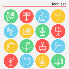 16 pack of brook  lineal web icons set