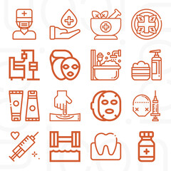 16 pack of prostate  lineal web icons set