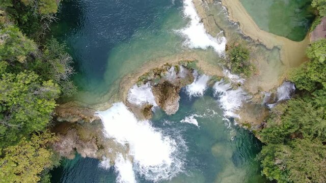 Aerial view of amazing Skradinski buk waterfall in Krka National Park, Croatia
