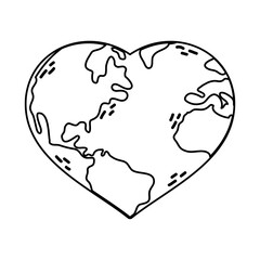 world planet earth with hearted shape
