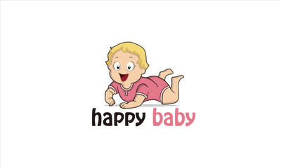 combination of baby and happy logo design