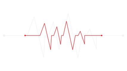 Red heart beat curve on white. 