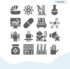 Simple set of chemical related filled icons.