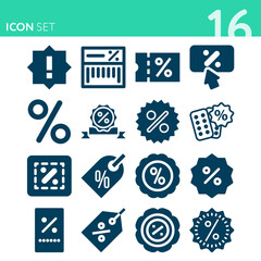 Simple set of 16 icons related to brush off