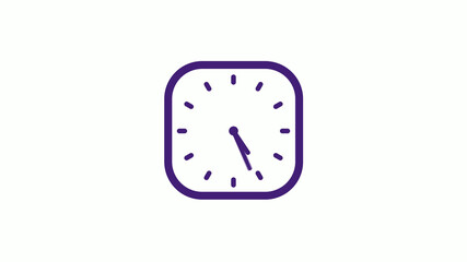 Amazing purple dark square clock icon on white background,12 hours clock isolated