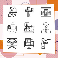 Simple set of 9 icons related to buyer