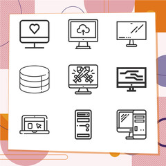 Simple set of 9 icons related to host