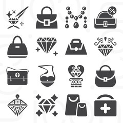 16 pack of handbag  filled web icons set