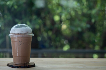 Iced coffee or mocha in take away cup
