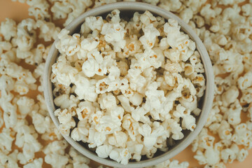 A pile of popcorn in bowl