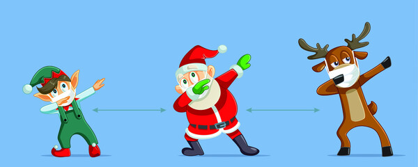 Christmas Characters Social Distancing During Pandemic Outbreak