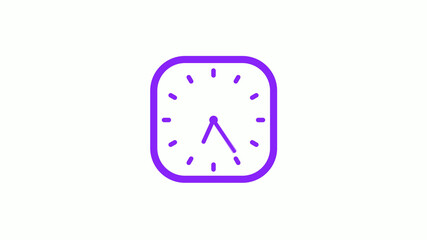 Amazing purple color square clock isolated on white background,New clock icon