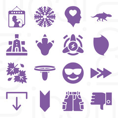 16 pack of turn  filled web icons set