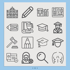 Simple set of college related lineal icons.
