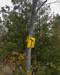 canoe crossing portage sign yellow