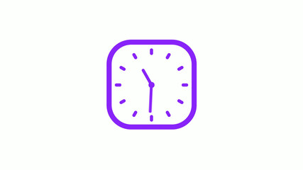 Amazing purple color square clock isolated on white background,New clock icon
