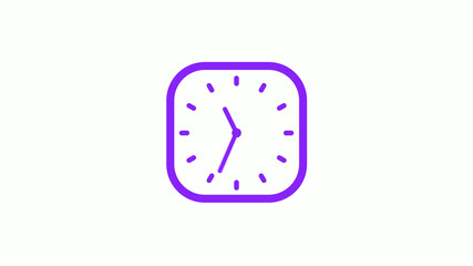 Amazing purple color square clock isolated on white background,New clock icon