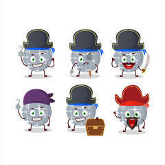 Fototapeta premium Cartoon character of christmas ball grey with various pirates emoticons
